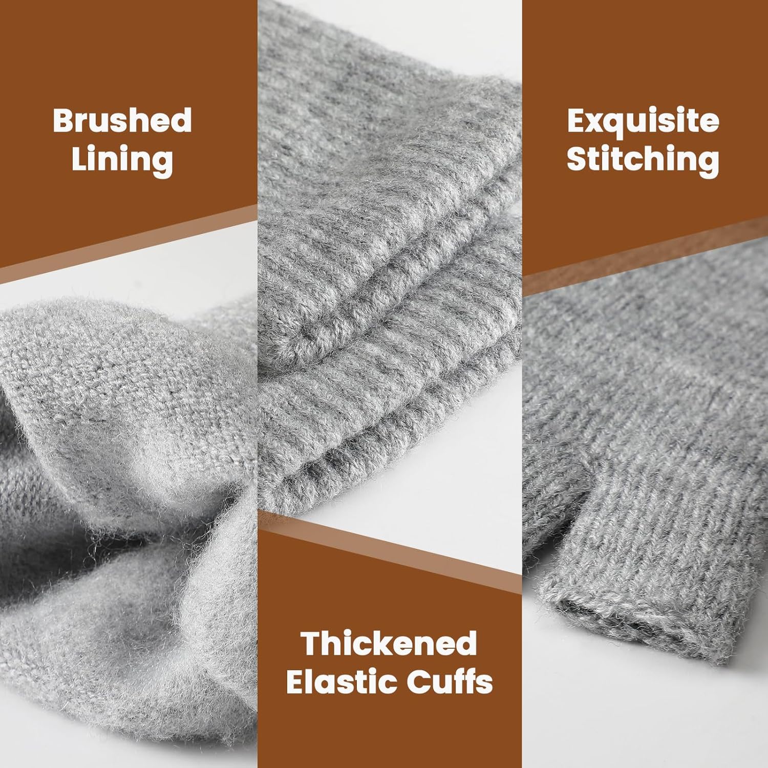 Pleneal Women's Thermal Knit Fingerless Gloves - Long Cuff Cold Weather Mittens for Typing & Driving