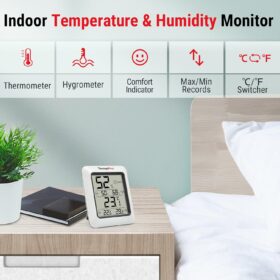 TempPro TP50 Digital Hygrometer and Indoor Thermometer – Accurate Room Temperature & Humidity Monitor with Magnetic Back