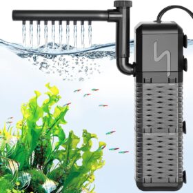AQQA Submersible Aquarium Filter – Ultra-Quiet 9W Power Filter with Rainfall Aerator & Adjustable Flow for Tanks up to 70 Gallons