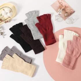 Pleneal Women's Thermal Knit Fingerless Gloves - Long Cuff Cold Weather Mittens for Typing & Driving