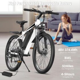 Funhang Electric Bike for Adults - 26" UL 2849 Certified Electric Mountain Bike with 1000W Peak Motor, 48V Removable Battery, 21 Speed, and Up to 50 Miles Range