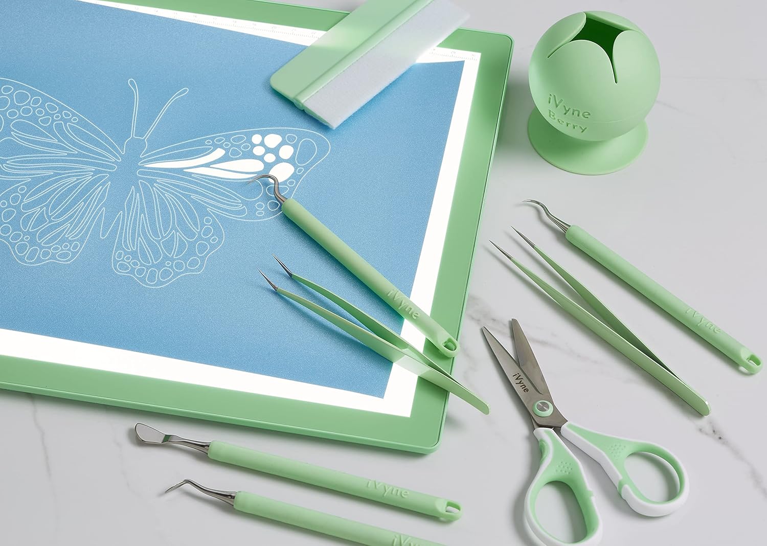 iVyne Complete Vinyl Weeding Tool Kit with Rechargeable A4 Light Pad, Scrap Collector & 8-Piece Craft Essentials for Cricut, Silhouette & Drawing Projects