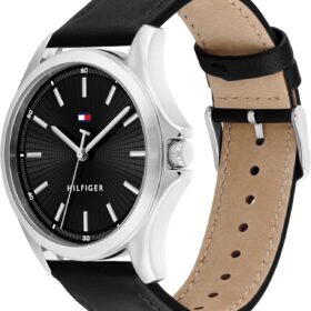 Tommy Hilfiger Men's Classic Quartz Watch – 42mm Leather Strap Analog Clock with Date Display – Water Resistant Business & Casual Dress Watch