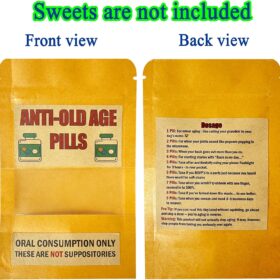 4-Pack 'Anti-Aging' Pill Pouches – Hilarious Empty Gag Gift Bags for Over the Hill Birthdays, Retirement Parties & Senior Jokes – Fill Your Own Prank Favor for Men & Women