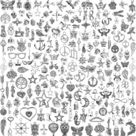 JIALEEY 200-Piece Tibetan Silver Charms Kit – Bulk Mixed Metal Pendants for DIY Necklace, Bracelet & Jewelry Making