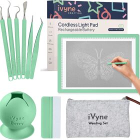 iVyne Complete Vinyl Weeding Tool Kit with Rechargeable A4 Light Pad, Scrap Collector & 8-Piece Craft Essentials for Cricut, Silhouette & Drawing Projects