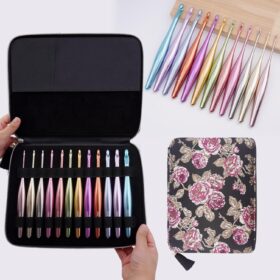 Mdoker Ergonomic Aluminum Crochet Hook Set with Case – 12-Piece Non-Slip Knitting Needles Kit for Arthritis, 3mm-10mm, Portable Travel Organizer, Best DIY Gifts for Women