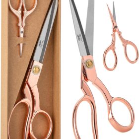 Mr. Pen Rose Gold Fabric & Embroidery Scissors Set – Heavy Duty 8.5 inch Tailor Shears & 3.5 inch Detail Snips – Stainless Steel Sewing & Craft Cutting Tools for Quilting, Dressmaking, and Embroidery