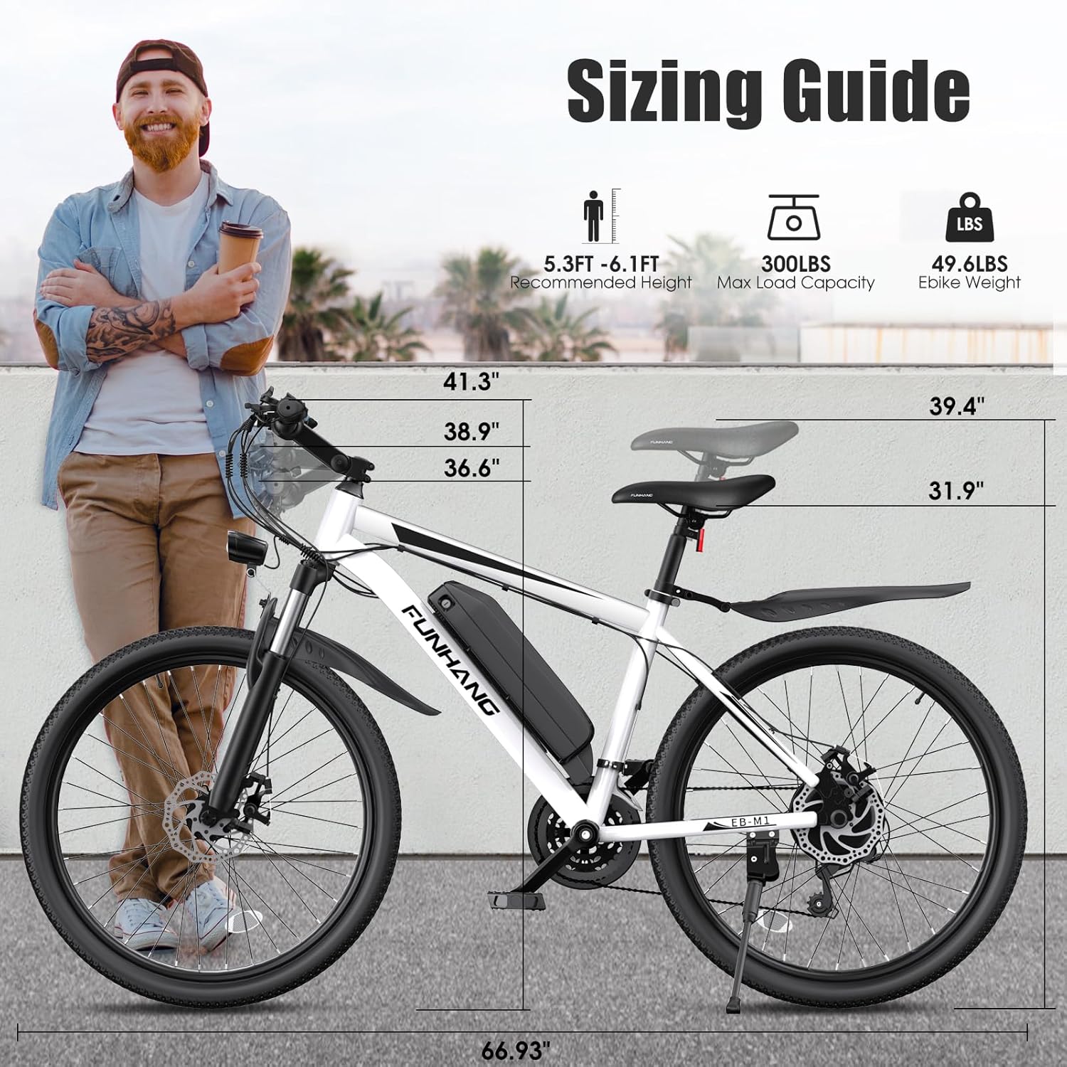 Funhang Electric Bike for Adults - 26" UL 2849 Certified Electric Mountain Bike with 1000W Peak Motor, 48V Removable Battery, 21 Speed, and Up to 50 Miles Range