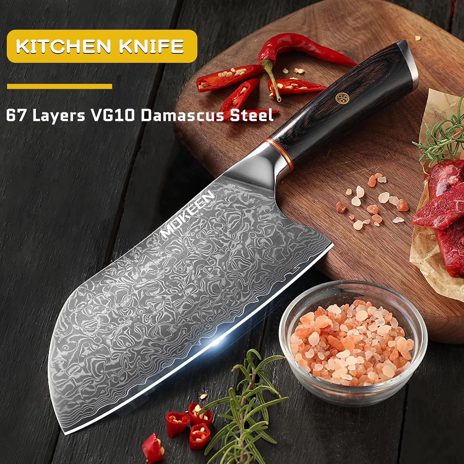7-Inch Damascus Steel Chef Knife – 67-Layer VG10 Japanese Cleaver with G10 Handle & Gift Box