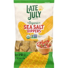 Late July Organic Sea Salt Dippers Tortilla Chips, 7.4 Oz Bag – Gluten Free, Non-GMO, Kosher & Whole Grain