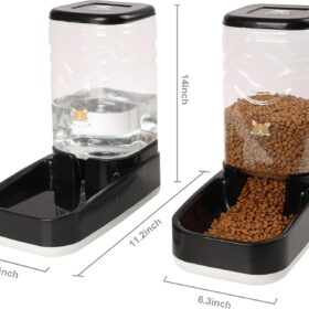 Elevon 2-in-1 Gravity Cat Feeder & Water Dispenser Set - 3.8L Automatic Food & Water Station for Cats & Small Dogs - No Electricity Required, Self-Refilling, BPA-Free (Black)