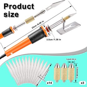 Honoson Electric Hot Knife Cutter – 19-Piece Foam Cutting Kit with 14 Blades, Metal Stand, and Cooling Handle for DIY Crafts, Stencils, and Sculpting (Orange)