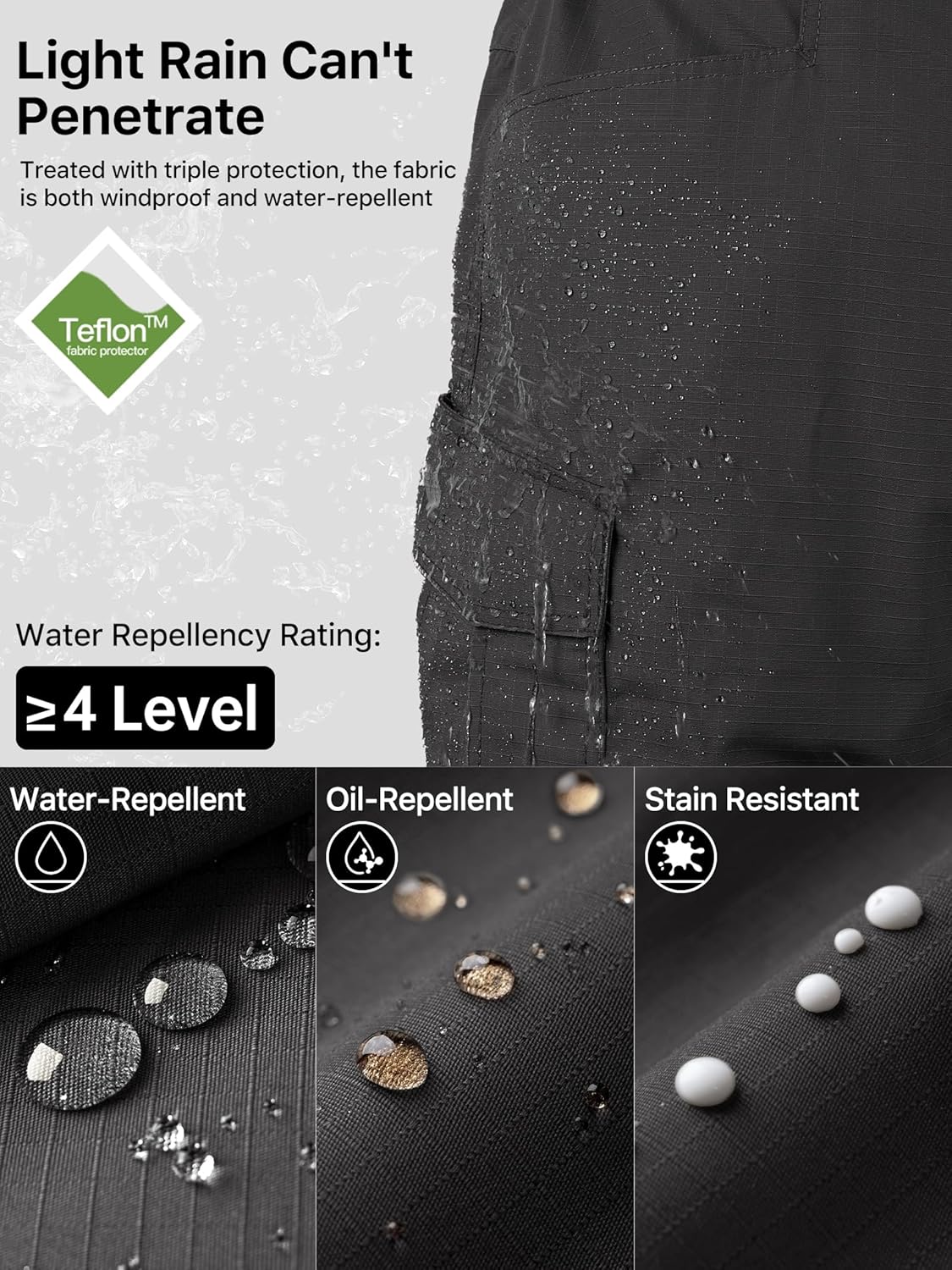 FREE SOLDIER Men's Tactical Ripstop Cargo Pants - Lightweight, Water-Resistant Work Hiking Trousers with Multi-Pockets