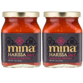 Mina Harissa Bundle: Spicy Red Chili Paste (10oz x 2) & Gourmet Hot Sauce (10oz) - Authentic Moroccan Flavor & Heat