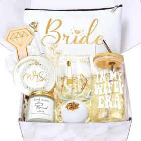 Bridal Gift Box for Bride to Be – 11-Piece 'Wifey Era' Bachelorette Party & Shower Set with Glass Tumbler, Candle, and Jewelry Tray
