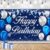Blue & Silver Happy Birthday Banner - Large 71x45 inch Polyester Party Backdrop Decorations for Men, Women, Boys & Girls