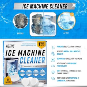Ice Machine Cleaner and Descaler Tablets (24 Count) – Nickel-Safe Formula for Nugget, Countertop, and Portable Ice Makers – Compatible with GE, Opal, Frigidaire, and More