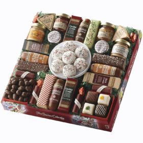 The Swiss Colony 27-Favorite Gourmet Food & Cheese Gift Box - Summer Sausage, Chocolates, Petits Fours & Snacks - Holiday & Party Sampler