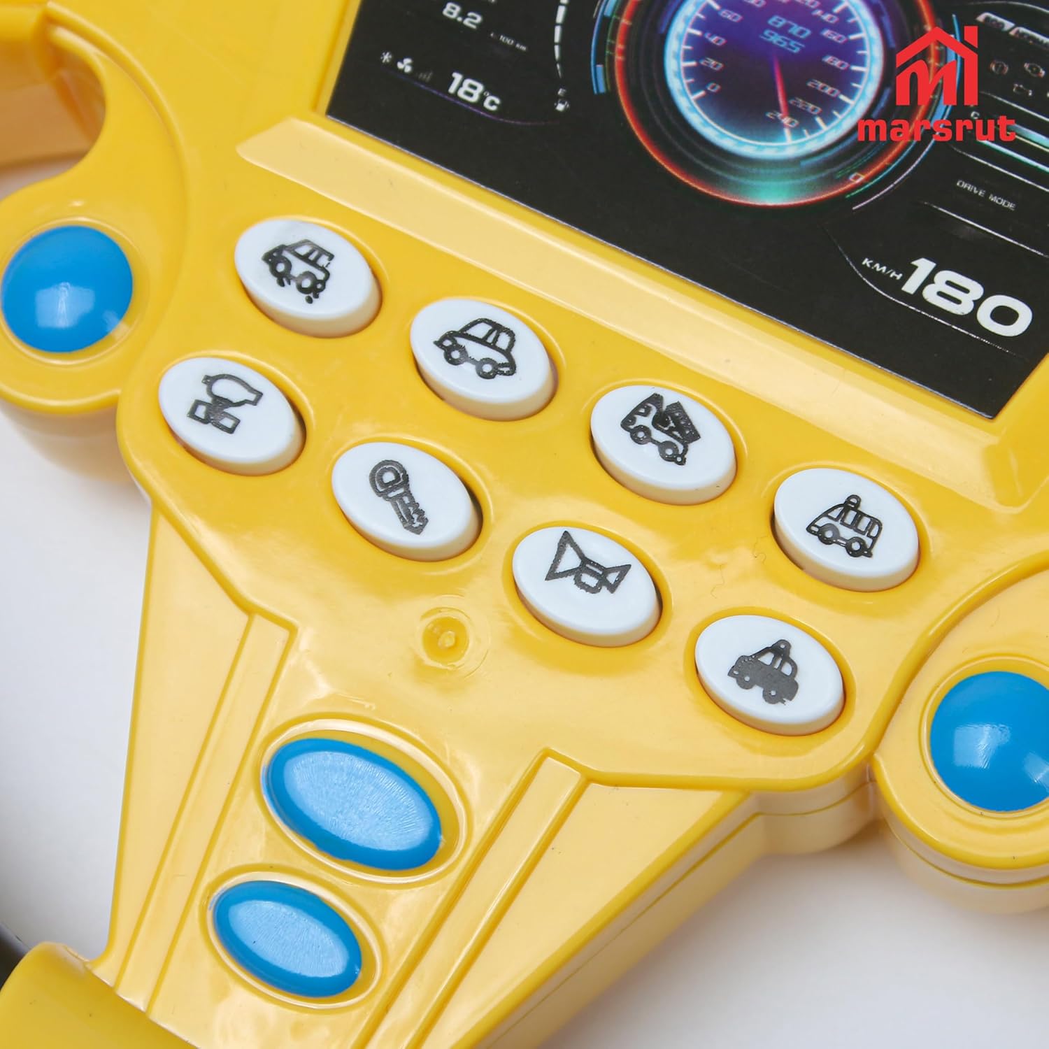 Kids Toy Steering Wheel - Yellow Electronic Driving Simulator with Realistic Sounds, Lights & Horn - Educational Interactive Toy for Toddlers & Children 3+ Years