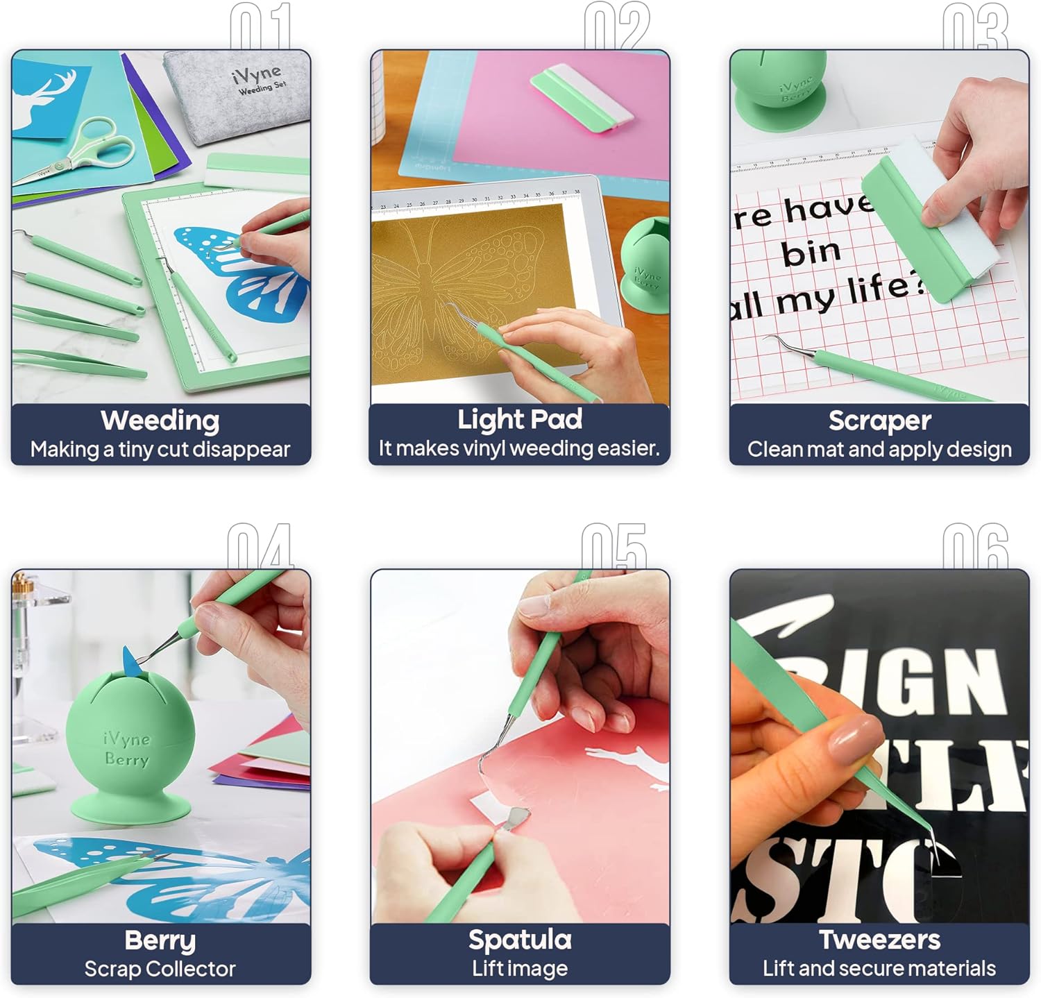 iVyne Complete Vinyl Weeding Tool Kit with Rechargeable A4 Light Pad, Scrap Collector & 8-Piece Craft Essentials for Cricut, Silhouette & Drawing Projects