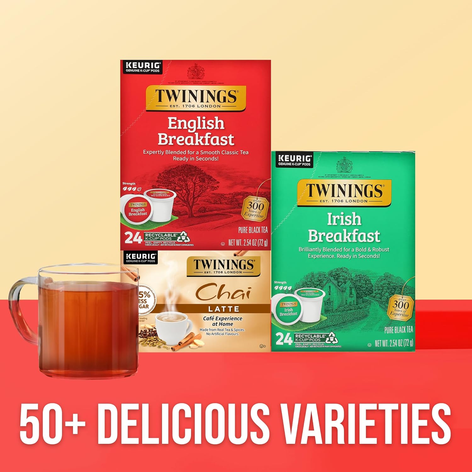 Twinings English Breakfast Black Tea K-Cup Pods for Keurig Brewers | 24 Count | Smooth, Full-Bodied Blend for Hot or Iced Tea