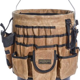 Readywares 5 Gallon Bucket Tool Organizer – Heavy Duty Waxed Canvas Tool Bag with 58 Pockets for Construction & Home Improvement