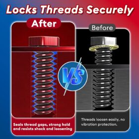 Nanoxa Threadlocker 2-Pack: Blue (Medium) & Red (High Strength) Anaerobic Thread Lock Adhesive for Nuts, Bolts, and Metal Fasteners - Removable & Permanent Formula (50ml x 2)