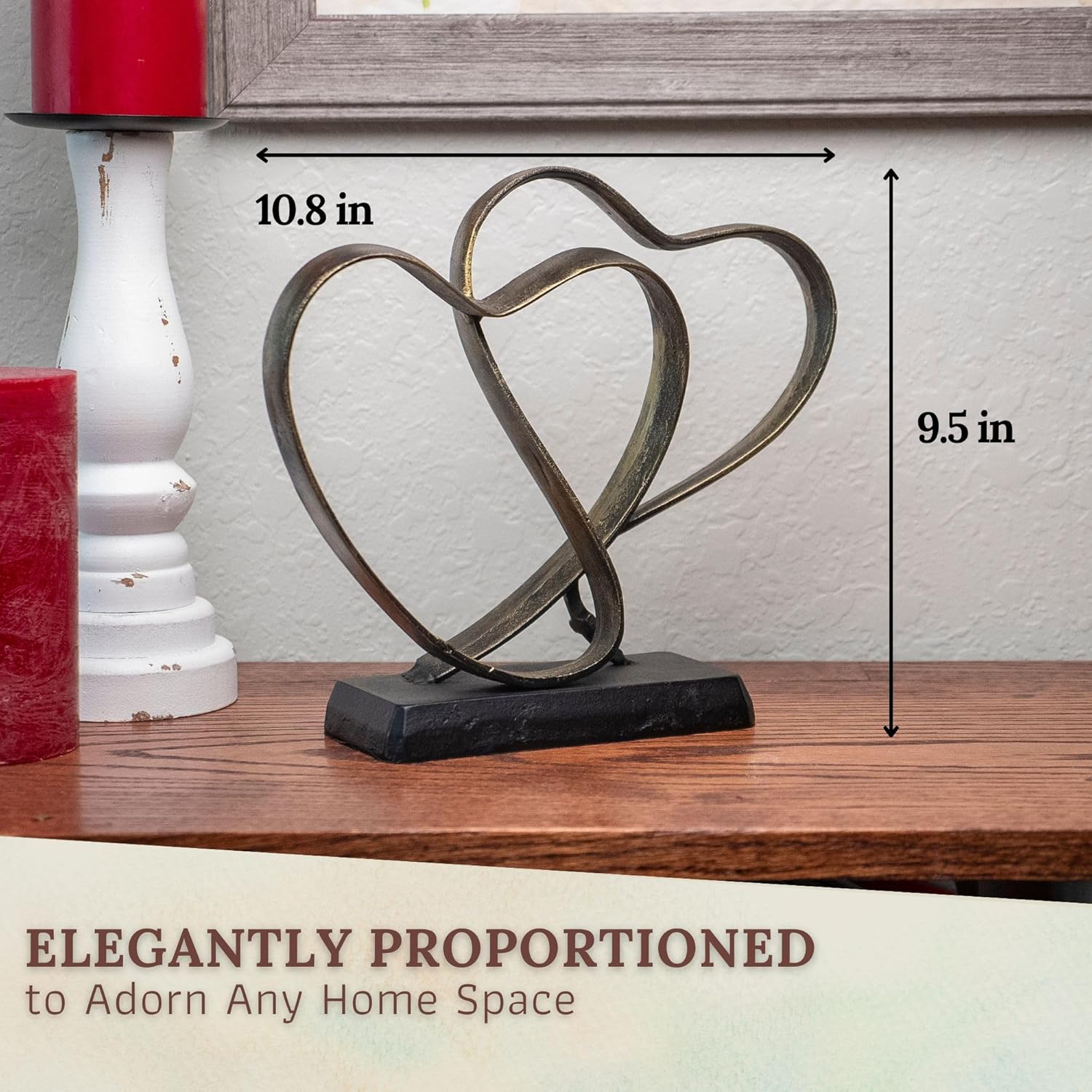Two Hearts & Cross Iron Sculpture – Handcrafted Wedding Anniversary Gift for Couples with Keepsake Box & Poem Card