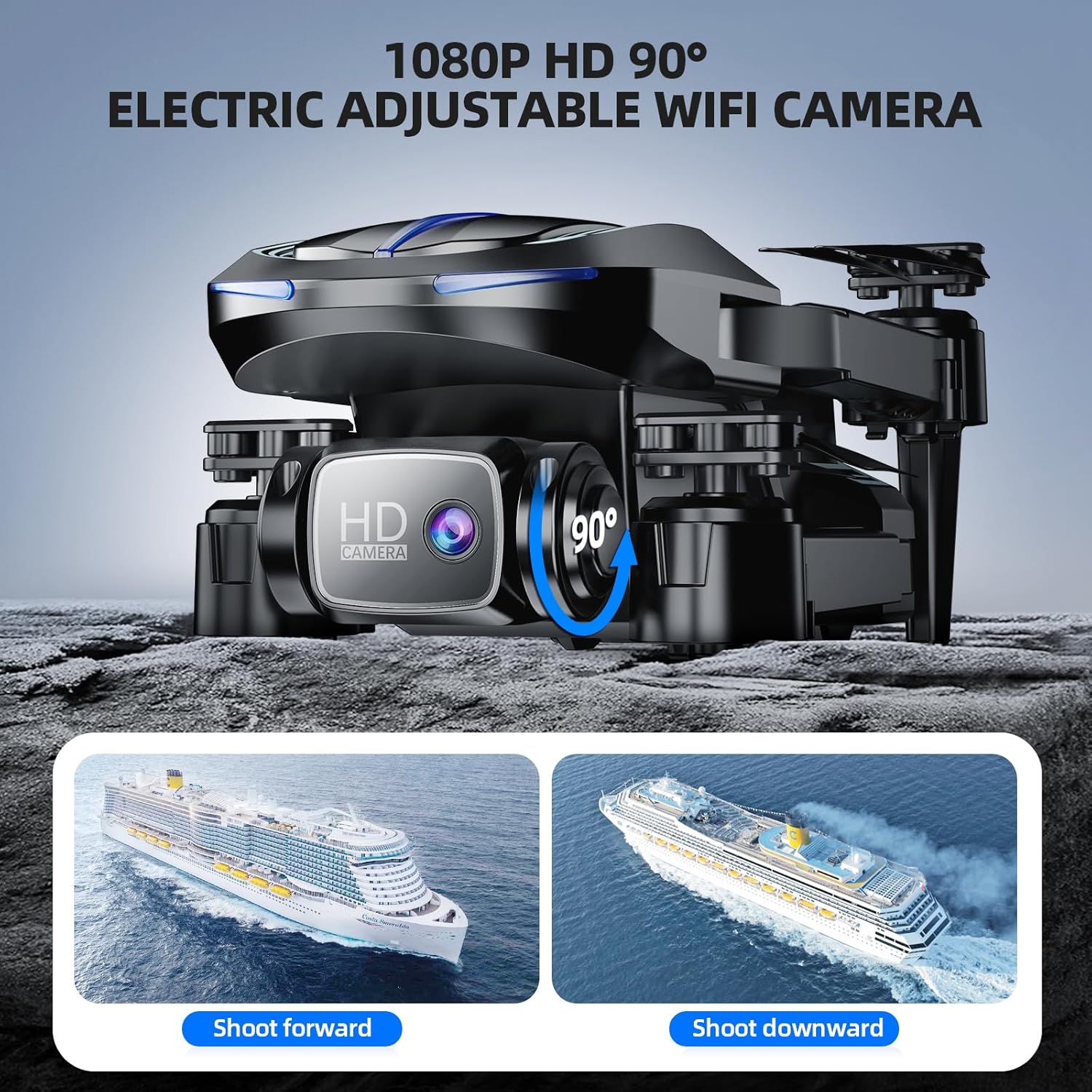 1080P HD Camera Drone for Beginners and Kids - Foldable FPV RC Quadcopter with Altitude Hold, Gesture Selfie, 3D Flips, and 2 Batteries