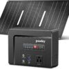 Powkey Solar Powered Generator Kit - 97Wh Portable Power Station with 30W Foldable Solar Panel, 100W Pure Sine Wave AC Outlet, PD 65W & QC 3.0 for Camping, CPAP, and Emergency Backup