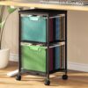Mobile File Cabinet with 2 Drawers & Hanging File Folder Organizer – Rolling Under Desk Printer Stand with Lockable Wheels, Black