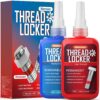 Nanoxa Threadlocker 2-Pack: Blue (Medium) & Red (High Strength) Anaerobic Thread Lock Adhesive for Nuts, Bolts, and Metal Fasteners - Removable & Permanent Formula (50ml x 2)