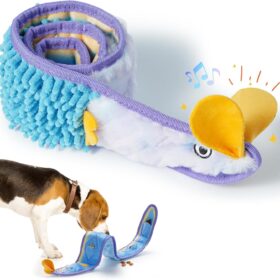 Nocciola Blue Eel Squeaky Dog Toy – 31” No Stuffing Interactive Puzzle & Tug of War Toy for Dogs – Cleans Teeth & Relieves Anxiety