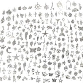 CHuangQi 100Pcs Mixed Metal Charms Assortment for Jewelry Making, DIY Necklace & Bracelet Pendants, Craft Repair Kit