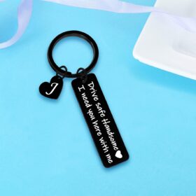 Nimteve Drive Safe Keychain for Men - Initial Handheld Car Keyring - Thoughtful Gift for Husband, Dad, Boyfriend & Him