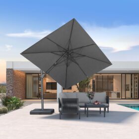 PURPLE LEAF 10' x 13' Graphite Grey Offset Patio Umbrella - 360° Swivel & Tilting Cantilever Design with 240 GSM UV-Resistant Canopy and Heavy-Duty Aluminum Frame for Backyard & Pool