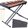 Professional 32-Note Wooden Xylophone Set with Adjustable Stand & Bag – Portable Glockenspiel Percussion Kit with 2 Pairs of Mallets