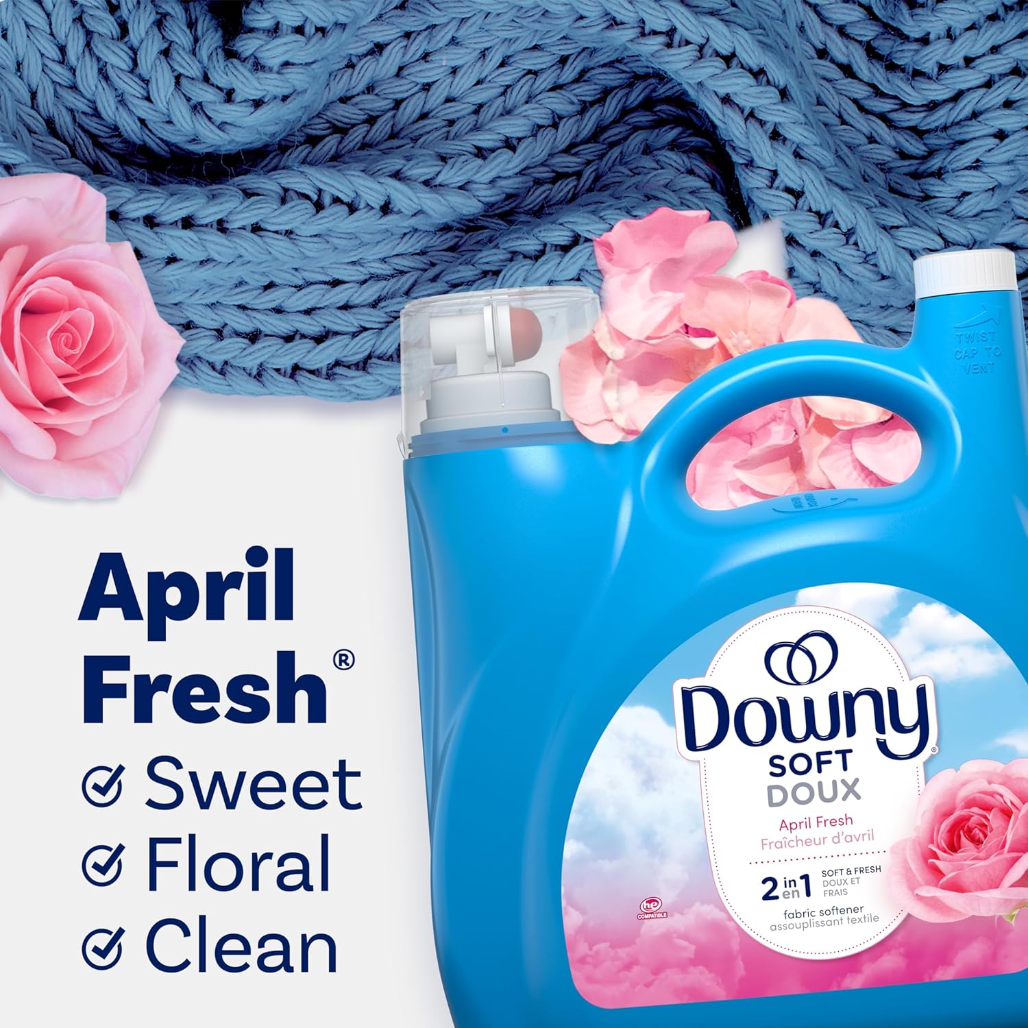 Downy April Fresh Fabric Conditioner, 2-in-1 Liquid Softener & Fresh Scent, 140 Fl Oz (190 Loads)