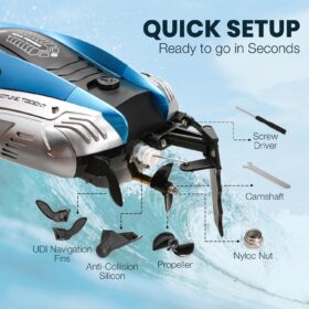High-Speed RC Boat for Adults & Kids - 25 MPH Remote Control Racing Boat with Self-Righting Hull, LED Lights & 2.4GHz Long Range - Fast Electric Water Toy for Pools, Lakes & Ponds