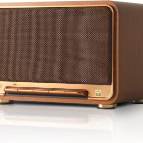 Edifier D32 Retro Hi-Res Bluetooth Speaker - 60W 2.1 Wireless Audio System with LDAC, AirPlay 2, 11-Hour Battery, USB-C, and App Control - Handcrafted Wood (Brown)