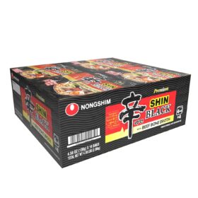 Nongshim Shin Black Ramen Noodle Soup - Premium Gourmet Bone Broth Ramyun with Spicy Vegetable Flavor, Microwavable Bowl, 4.58 Oz (Pack of 16)