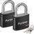 Puroma 2 Pack Keyed Alike Heavy Duty Padlocks - 40mm Black Weatherproof Locker Locks for Gym, School, Gate & Toolbox (4 Keys Included)