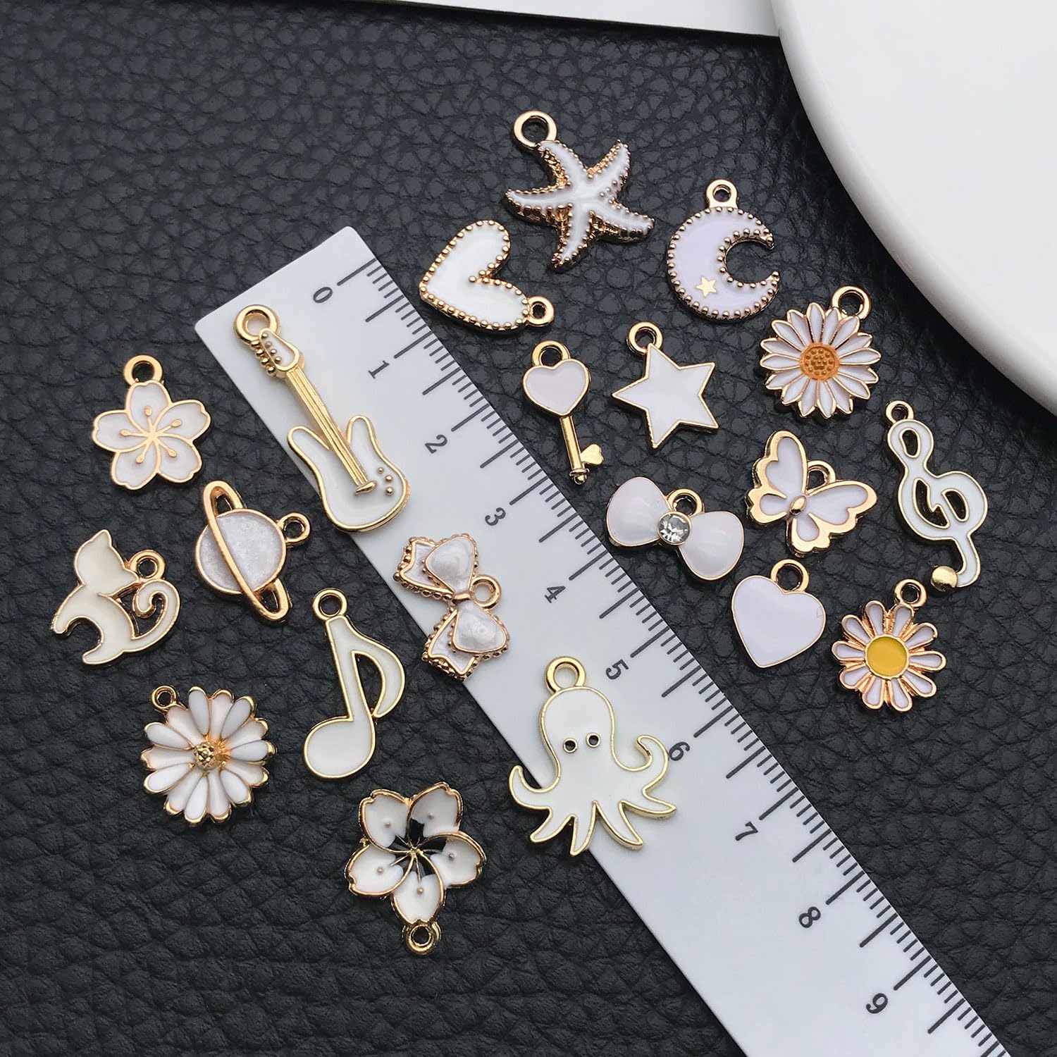 WOCRAFT 40-Piece Enamel Charms Kit – Assorted DIY Jewelry Making Charms for Bracelets, Necklaces, Earrings & Keychains (White Base)