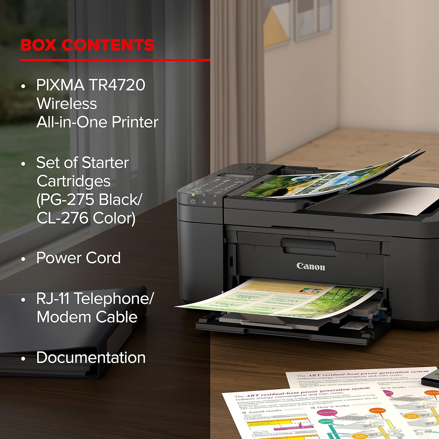 Canon PIXMA TR4720 Wireless All-In-One Inkjet Printer with Auto Document Feeder, Fax, and Mobile Printing (Black)