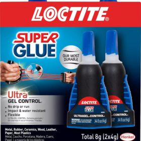 Loctite Ultra Gel Control Super Glue - 2 Pack (0.14 fl oz) | Rubber Toughened, Impact Resistant, Side Squeeze Applicator for Plastic, Wood, Metal & Crafts