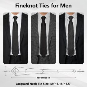 Fineknot Men's 3-Piece Jacquard Tie Set – Classic Plaid, Paisley & Striped Formal Neckties for Business & Weddings