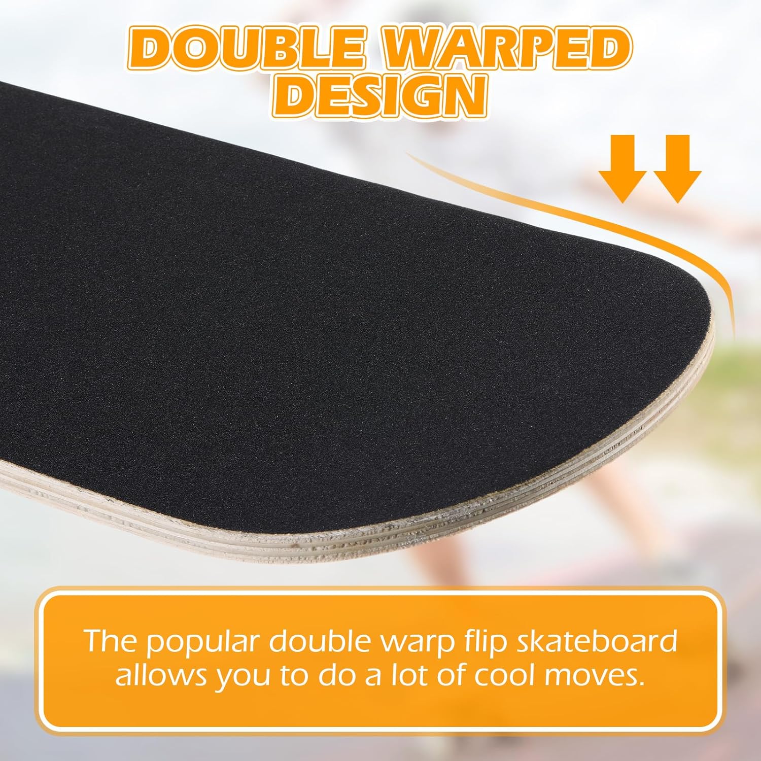 Meooeck 6-Pack Blank Skateboard Decks – 28x8 Inch 7-Ply Maple Wood with Grip Tape – DIY Painting Canvas & Double Kick Concave Board for Skating, Home Decor, and Art Projects