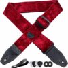 YIKOKO 2-Inch Velvet Guitar Strap with Leather Ends & Accessory Gift Set – Premium Comfort Strap for Electric, Acoustic & Bass Guitars – Includes Picks, Strap Locks & Buttons