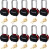FIGODE Heavy Duty Long Shackle Padlocks - 12 Pack Keyed Alike, 2-3/4in Wide Steel Weatherproof Security Locks for Gates, Storage, Sheds & Fences (24 Keys Included)